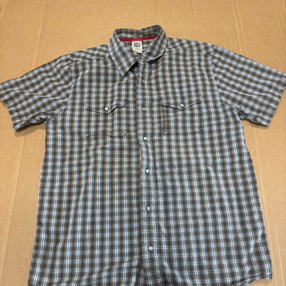 North Face Shirt Mens Large Plaid Western Outdoor Snap Button Short Sleeve